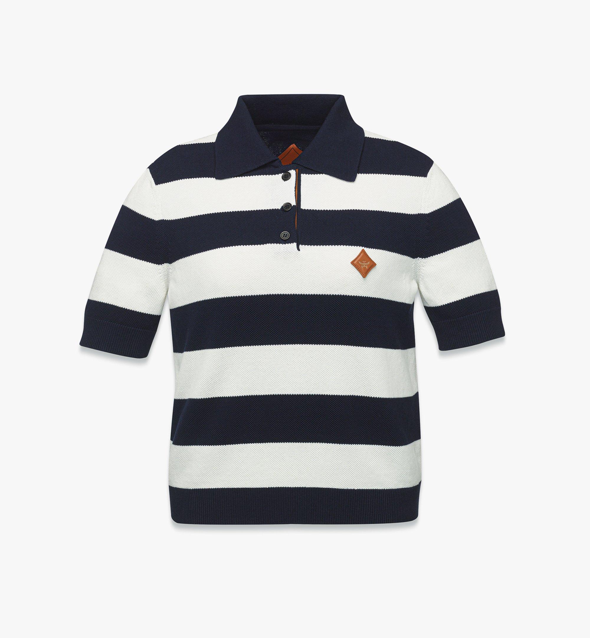 W MCM COL STRIPE KNIT POLO VC, LARGE 1